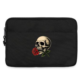 Totenkopf Rose Motiv für Frauen und Gothic Fans - Laptoptasche 13" - Schwarz - Vorne