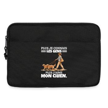 Plus J'aime Mon Chien : Humour Femme et Goldens - Sacoche pour ordinateur portable 13 pouces - noir - Devant