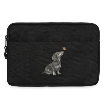 Illustration de teckel avec chien papillon - Sacoche pour ordinateur portable 13 pouces - noir - Devant