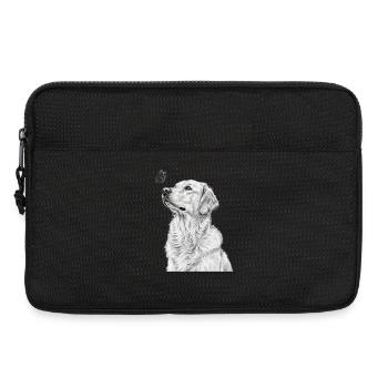 Golden Retriever Illustration mit Schmetterling - Laptoptasche 13" - Schwarz - Vorne