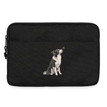 Border Collie Hund blickt auf Schmetterling - Laptoptasche 13" - Schwarz - Vorne