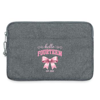 Hello Fourteen 14 Ans Est 2012 Anniversaire Nœud - Sacoche pour ordinateur portable 13 pouces - gris chiné - Devant