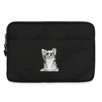 Chihuahua avec motif de chien papillon - Sacoche pour ordinateur portable 13 pouces - noir - Devant