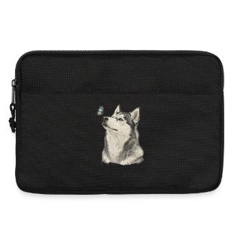 Siberian Husky mit Schmetterling Design Tierfreund - Laptoptasche 13" - Schwarz - Vorne