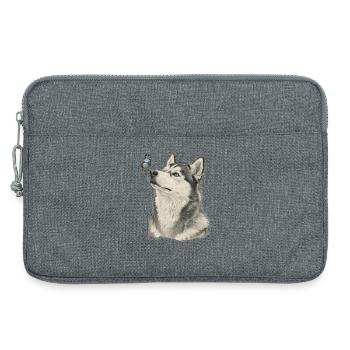 Husky sibérien avec design papillon Animal Lover - Sacoche pour ordinateur portable 13 pouces - gris chiné - Devant
