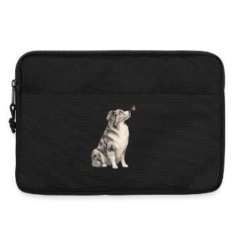 Border Collie avec millésime papillon - Sacoche pour ordinateur portable 13 pouces - noir - Devant