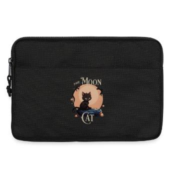 Chat mignon sur la lune – Design de chat mystique - Sacoche pour ordinateur portable 13 pouces - noir - Devant