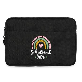 Schulkind 2026 Einschulung Mädchen Regenbogen - Laptoptasche 13" - Schwarz - Vorne