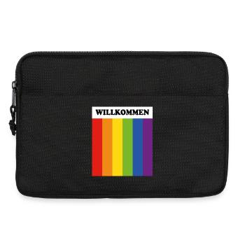 Willkommen Rainbow Flag - LGBT Safe Space German - Laptop bag 13" - black - Front