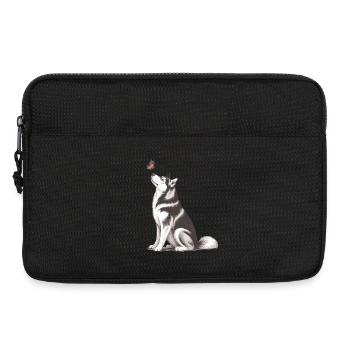 4. Cadeau de husky sibérien pour propriétaires de chiens - Sacoche pour ordinateur portable 13 pouces - noir - Devant