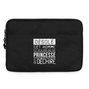 Desole Cet Homme Est Deja Pris Par Une Princess... - Sacoche pour ordinateur portable 13 pouces - noir - Devant