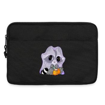 Snuggles der Waschbär im Geisterkostüm - Laptoptasche 13" - Schwarz - Vorne