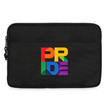 Pride Modern Block Design Regenbogen Schriftzug - Laptoptasche 13" - Schwarz - Vorne