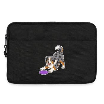 Australian Shepherd mit lila Frisbee - Laptoptasche 13" - Schwarz - Vorne