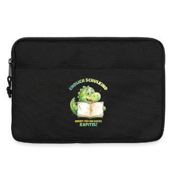 Endlich Schulkind Aquarell Dino mit Buch - grün  - Laptoptasche 13" - Schwarz - Vorne