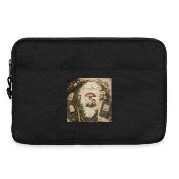 Pilz Illustration Retro Wandbild Wald Deko Poster - Laptoptasche 13" - Schwarz - Vorne