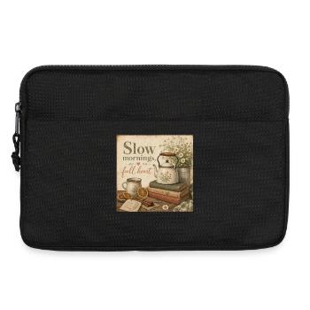 Slow Mornings Full Heart Poster Coffee Tea Decoration - Laptop bag 13" - black - Front