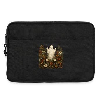 Motifs d’automne des fleurs d’Halloween en forme de fantômes doux - Sacoche pour ordinateur portable 13 pouces - noir - Devant