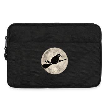 Raccoon on broom before full moon Halloween Funny - Laptop bag 13" - black - Front