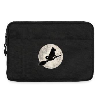 Shiba Inu Balai de la Sorcière Pleine Lune T-shirt Halloween - Sacoche pour ordinateur portable 13 pouces - noir - Devant