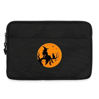 Sorcière d’Halloween avec un motif de t-shirt de chat en pleine lune - Sacoche pour ordinateur portable 13 pouces - noir - Devant