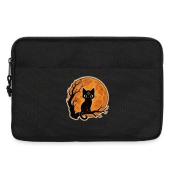 Chat noir devant une pleine lune Motif d’Halloween - Sacoche pour ordinateur portable 13 pouces - noir - Devant