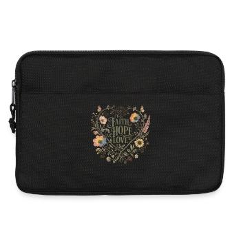Sweat à capuche botanique Love Faith Hope Love Botanical Heart Vintage - Sacoche pour ordinateur portable 13 pouces - noir - Devant
