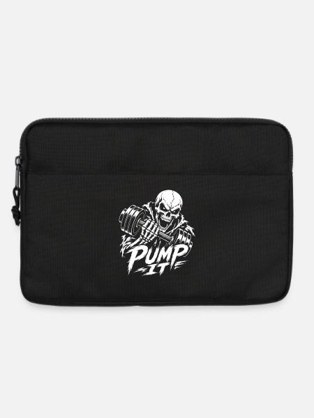 Skelett mit Hantel: Pump It - Laptoptasche 13" - Schwarz