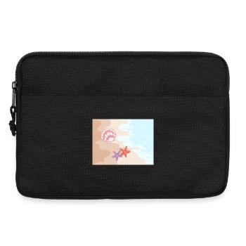Plage d’été, étoiles de mer et coquillages - Sacoche pour ordinateur portable 13 pouces - noir - Devant