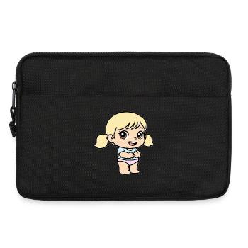 Petite fille cartoon blonde pastel - Sacoche pour ordinateur portable 13 pouces - noir - Devant