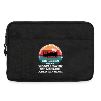 Modellbahn Eisenbahn Dampflok Spruch - Laptoptasche 13" - Schwarz - Vorne