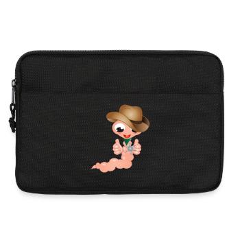 small earthworm as cowboy with sheriff's star - Laptop bag 13" - black - Front