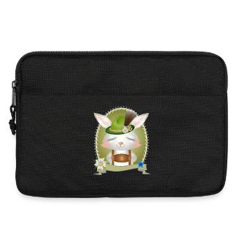 Petit lapin en costume traditionnel avec chapeau et lederhosen - Sacoche pour ordinateur portable 13 pouces - noir - Devant