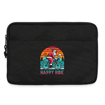 Illustration de cyclisme du Père Noël festif - Sacoche pour ordinateur portable 13 pouces - noir - Devant
