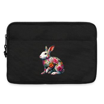 Rabbit decorated with flowers - Laptop bag 13" - black - Front