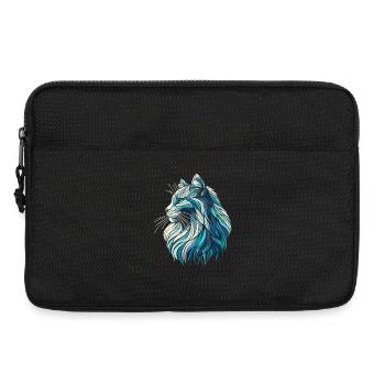 Tête chat bleu art géométrique polygones - Sacoche pour ordinateur portable 13 pouces - noir - Devant
