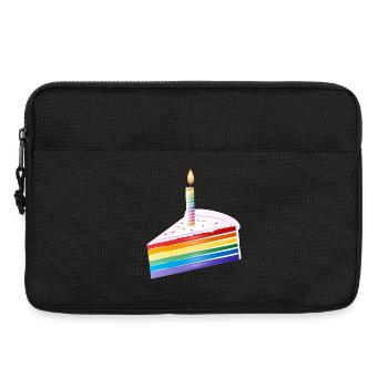 Piece of rainbow cake with birthday candle - Laptop bag 13" - black - Front