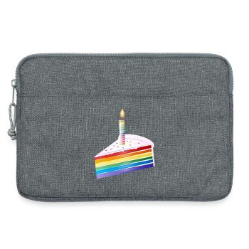 Stück Regenbogen Kuchen mit Geburtstagskerze - Laptoptasche 13" - Grau meliert - Vorne