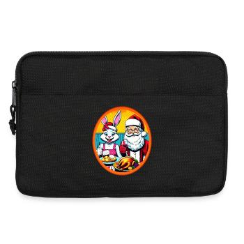 Noël - Lapin de Pâques et Père Noël - Sacoche pour ordinateur portable 13 pouces - noir - Devant