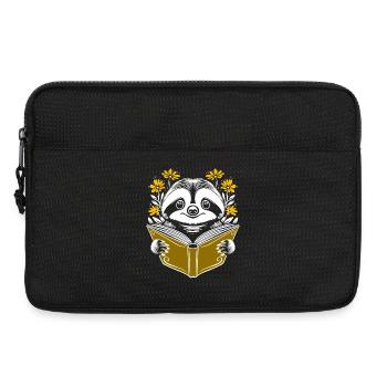 Paresseuse avec livre et fleurs lisant des livres - Sacoche pour ordinateur portable 13 pouces - noir - Devant