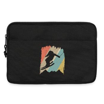 Silhouette de snowboard rétro sur rayures pastel - Sacoche pour ordinateur portable 13 pouces - noir - Devant