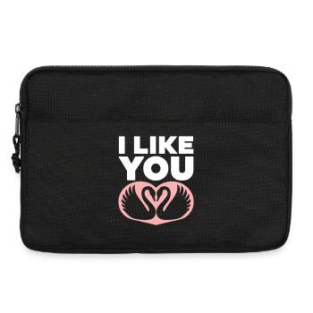 Romantisches Schwanenpaar mit I Like You - Laptoptasche 13" - Schwarz - Vorne