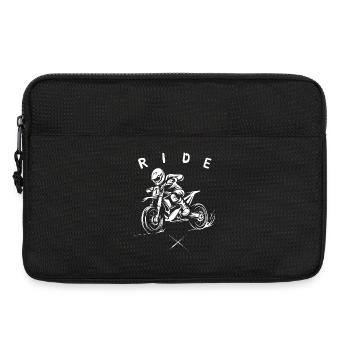 motocross ride cartoon - motorcycle and offroad - Laptop bag 13" - black - Front
