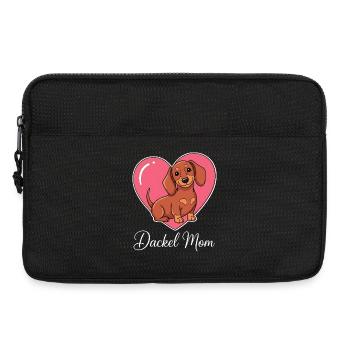 Dackel Mom Herzmotiv süßer Comicstil - Laptoptasche 13" - Schwarz - Vorne