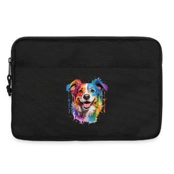 Regenbogen Hund Porträt - Laptoptasche 13" - Schwarz - Vorne