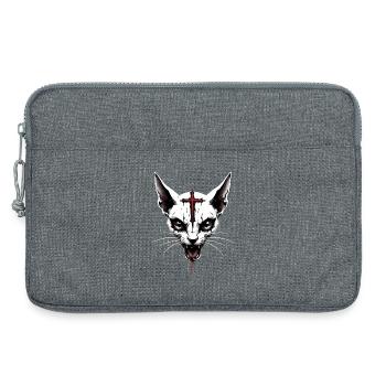 Sphynx Katze Gothic Kreuz Finsterer Okkultismus Satanisch - Laptoptasche 13" - Grau meliert - Vorne