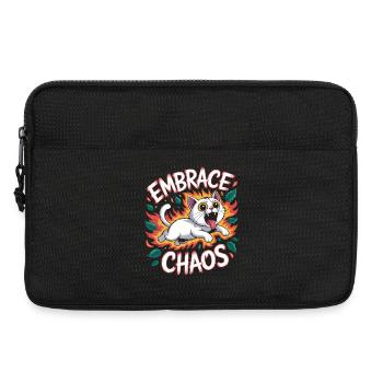 Embrace Chaos - Funny Cat T-Shirt - Laptop bag 13" - black - Front