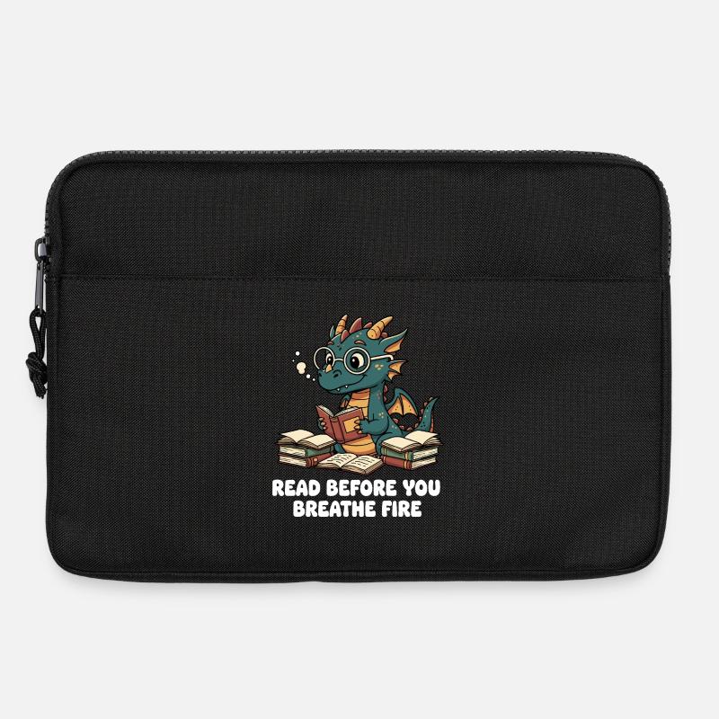 Bücherdrache Lesen statt Feuer - Laptoptasche 13" - Schwarz