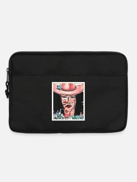 Floral portrait with butterflies - Laptop bag 13" - black