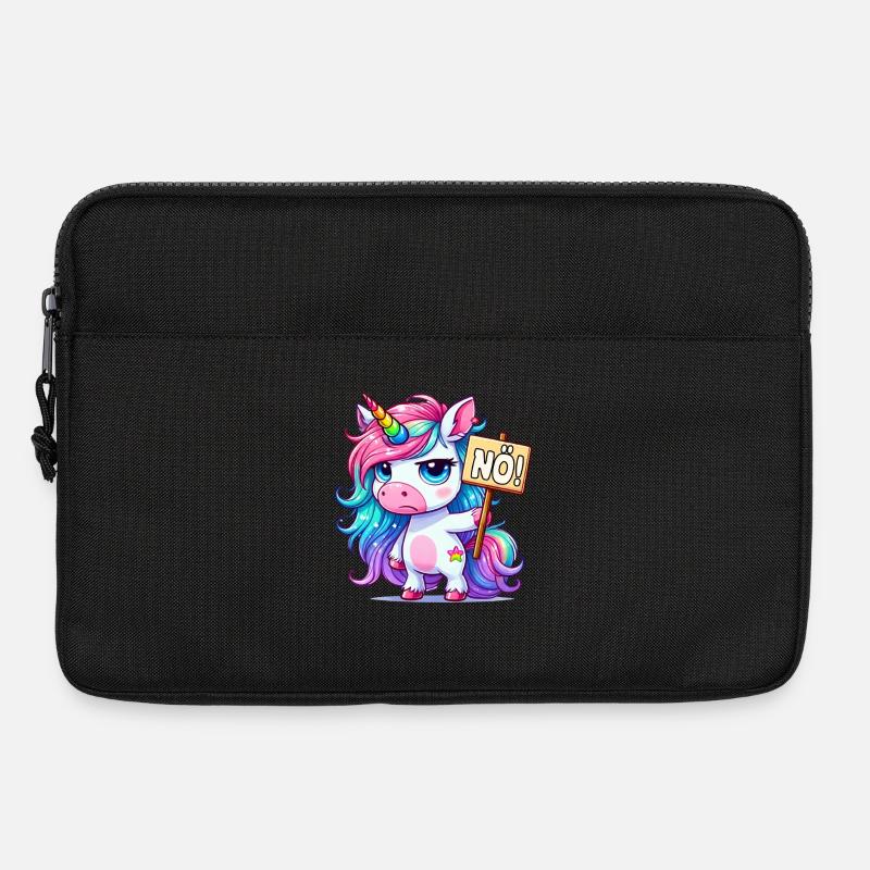 Regenbogen-Einhorn mit Nein-Schild - Laptoptasche 13" - Schwarz